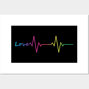 Rainbow Love Heartbeat Posters and Art